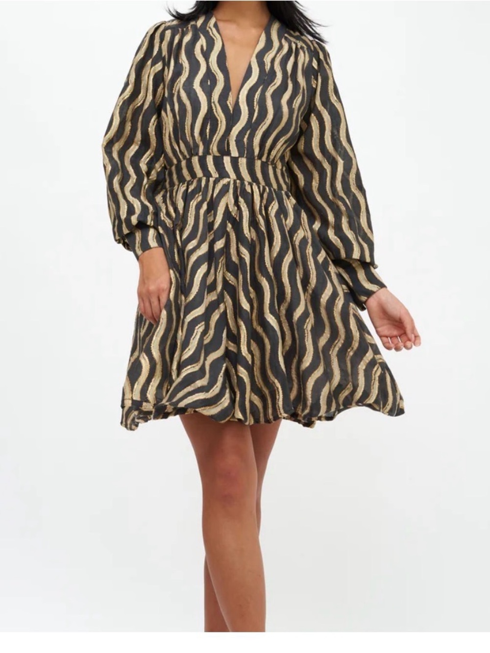 Oliphant Black and Gold Mini Dress size large